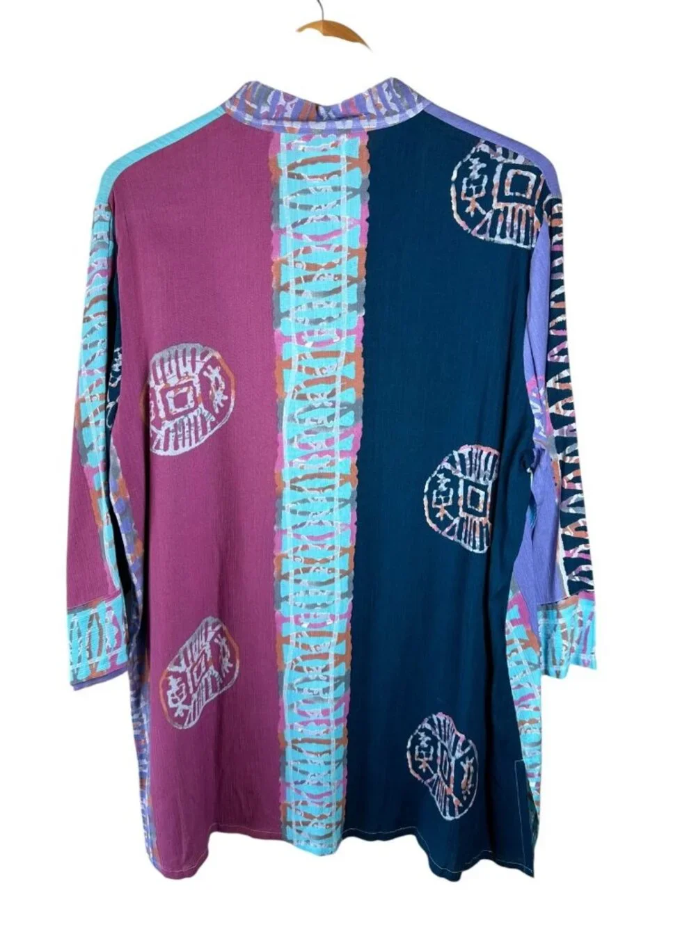 Soft Surroundings 1X Colorblock Rayon Tunic Blouse Blue Purple Artistic Boho Top - Picture 7 of 7